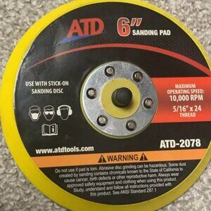 ATD 2078 Tools Stick-on Sanding Disc Pad, 6-Inch